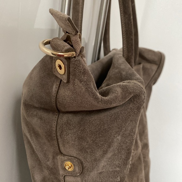 Lanvin grey suede crossbody shoulder bag - Picture 7 of 16